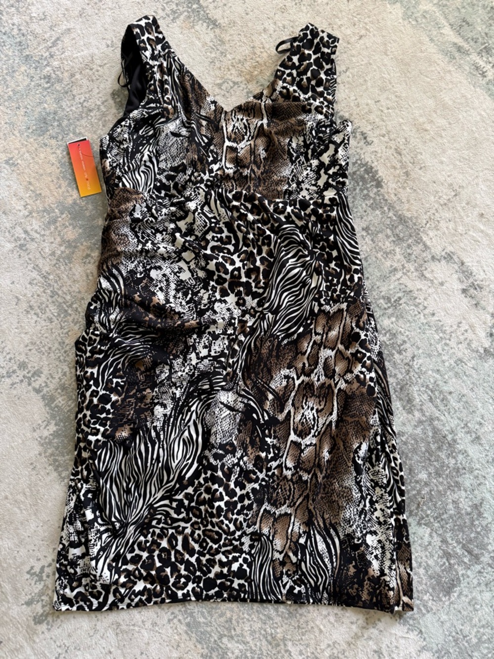 Alfani Sleeveless Mixed Animal Print Faux Wrap Dress, Size 18W - Picture 4 of 9